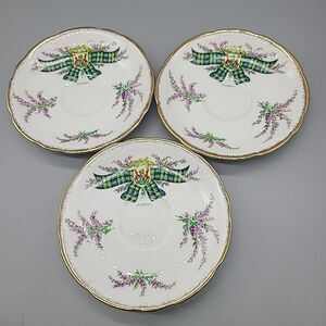 ROYAL STAFFORD set (3) Signed Saucer PLATES 5.5" VINTAGE Tartan Campbell Series